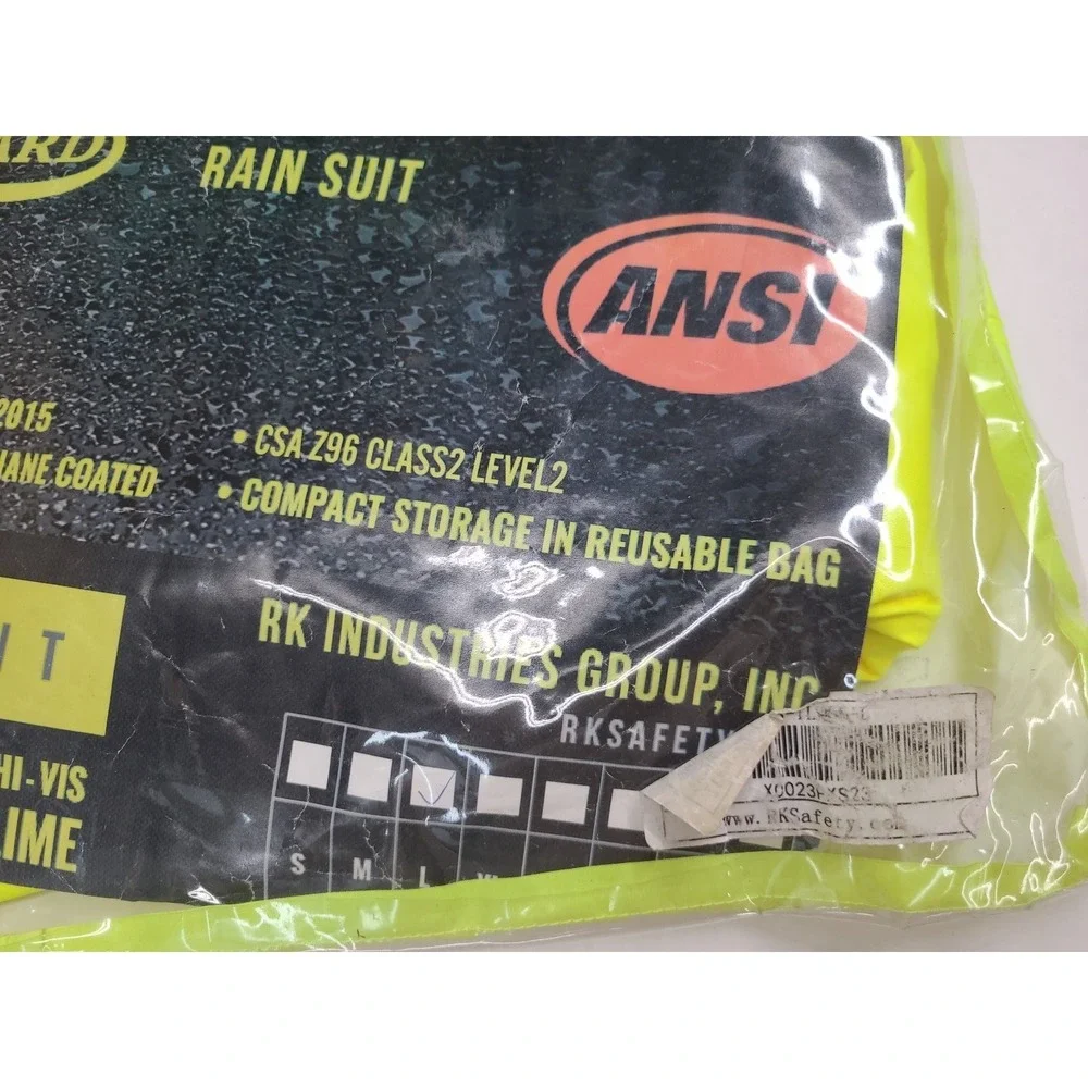 RK Guard RK class lll Rain Suit Hi Vis Lime Sz L‎
